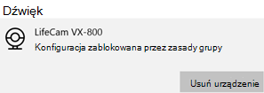 Aparat jest blokowany przez komunikat zasad grupy na urządzeniu z systemem Windows.