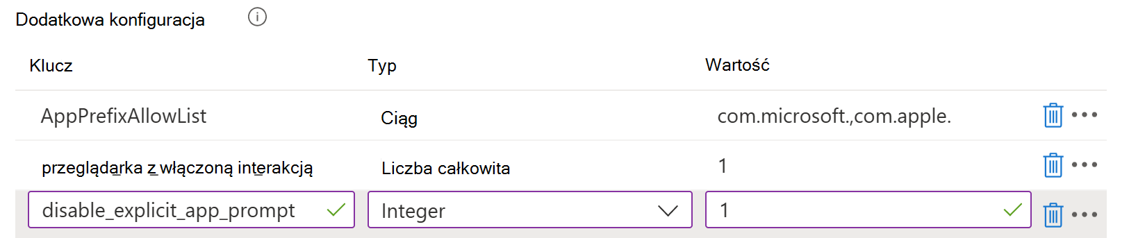 Zrzut ekranu przedstawiający opcje konfiguracji środowiska użytkownika końcowego dla wtyczki rozszerzenia logowania jednokrotnego dla przedsiębiorstw na urządzeniach z systemem macOS w usłudze Microsoft Intune.