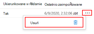 Zrzut ekranu przedstawiający sposób usuwania lub usuwania obiektu zasad grupy zaimportowanego w analizatorze zasady grupy w centrum administracyjnym Microsoft Intune i Intune.