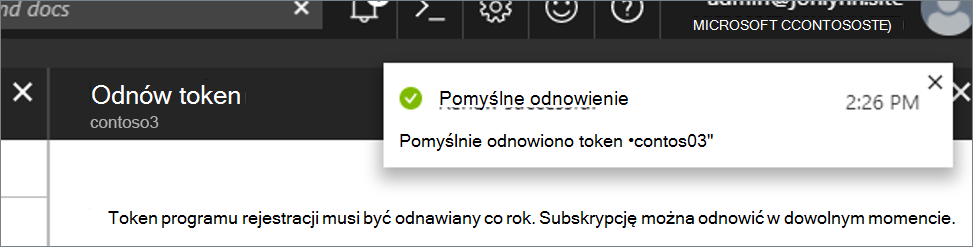 Zrzut ekranu przedstawiający komunikat potwierdzający.