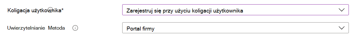 W centrum administracyjnym Intune i Microsoft Intune zarejestruj urządzenia z systemem iOS/iPadOS przy użyciu zautomatyzowanej rejestracji urządzeń (ADE). Wybierz pozycję Zarejestruj z koligacją użytkownika i użyj aplikacji Portal firmy do uwierzytelniania.