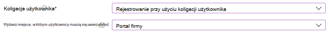 W centrum administracyjnym Intune i Microsoft Intune zarejestruj urządzenia z systemem iOS/iPadOS przy użyciu programu Apple Configurator. Wybierz pozycję Zarejestruj z koligacją użytkownika i użyj aplikacji Portal firmy do uwierzytelniania.