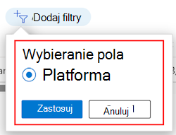 Zrzut ekranu przedstawiający filtrowaną listę filtrów według platformy w Microsoft Intune.