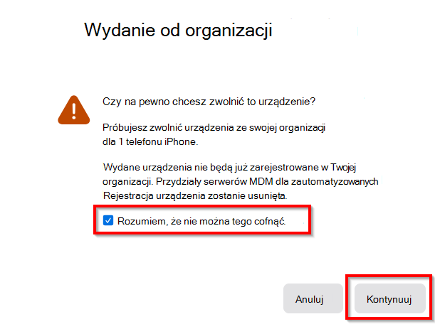 Zrzut ekranu przedstawiający ponowne przypisywanie przez firmę Apple