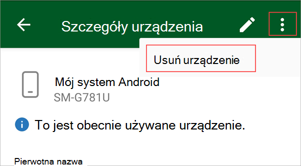 Zrzut ekranu przedstawiający aplikację Portal firmy z wyróżnionym przyciskiem menu i opcją 