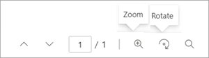 Zrzut ekranu przedstawiający opcje powiększenia i obracania strony dla narzędzi adnotacji.