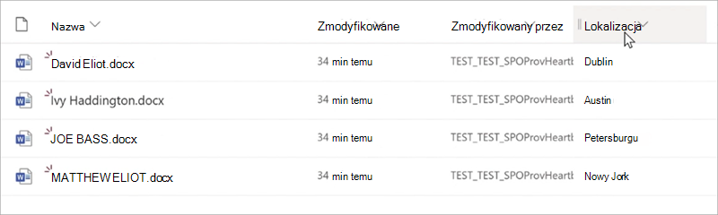 Zrzut ekranu przedstawiający widok biblioteki z kolumną taksonomii.