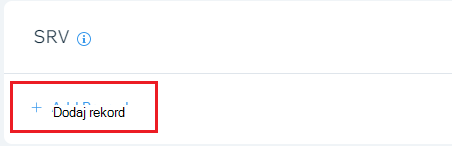 Zrzut ekranu przedstawiający miejsce wybrania pozycji Dodaj rekord w celu dodania rekordu SRV.