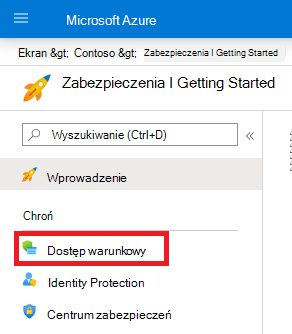 Obraz opcji menu dla dostępu warunkowego.