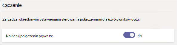 Zrzut ekranu przedstawiający opcje połączeń gościa usługi Teams.