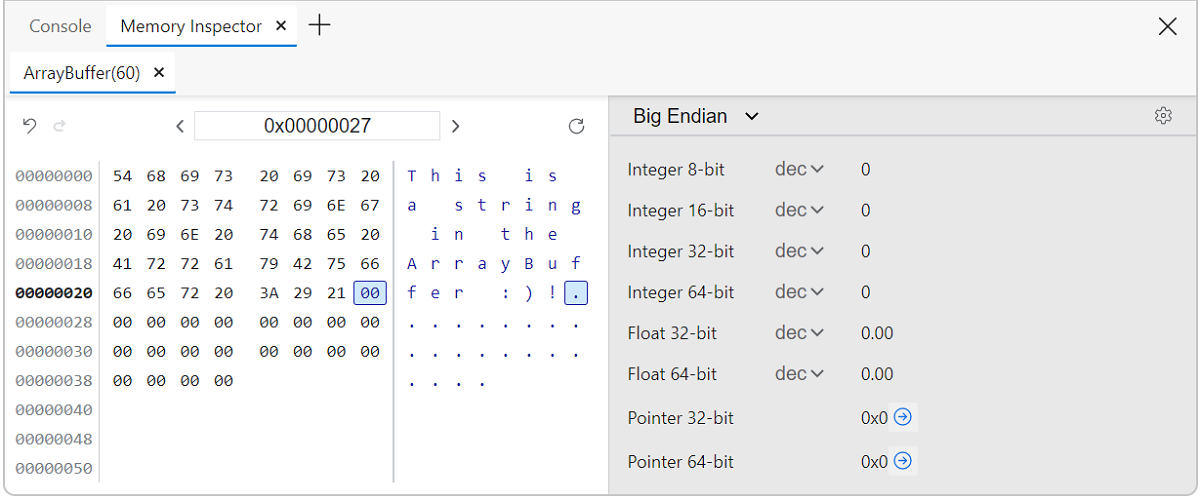 Memory Inspector address change