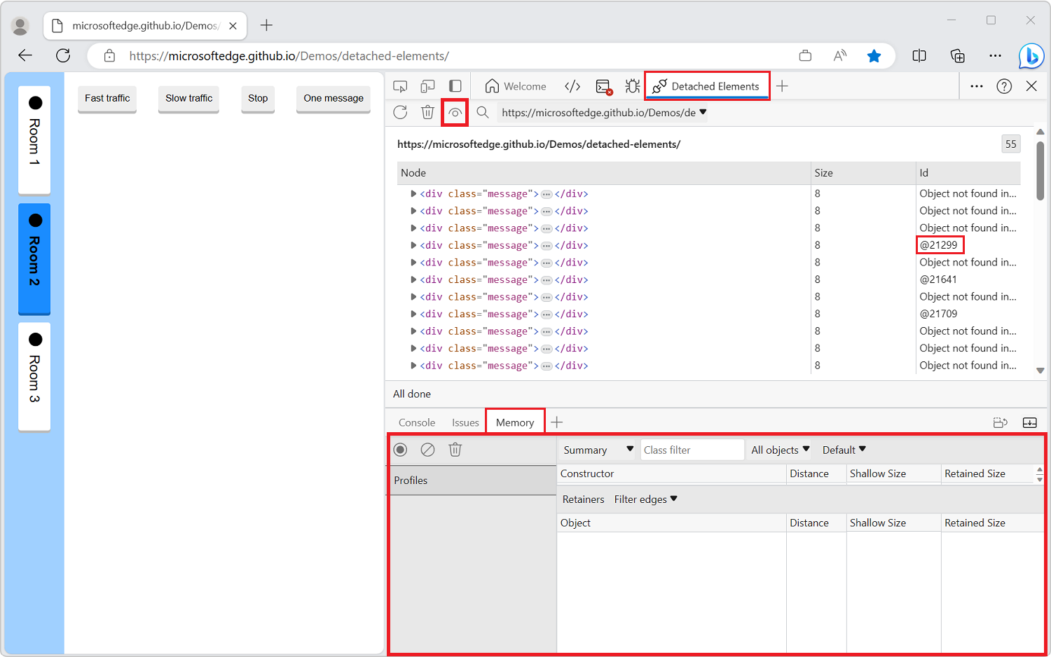 Analyze Detached Elements in the Detached Elements tool