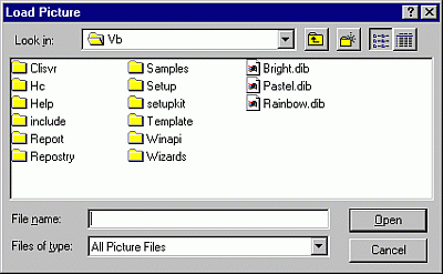 Load picture dialog box