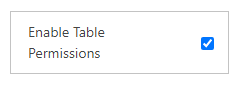Włącz uprawnienia tabeli na liście.