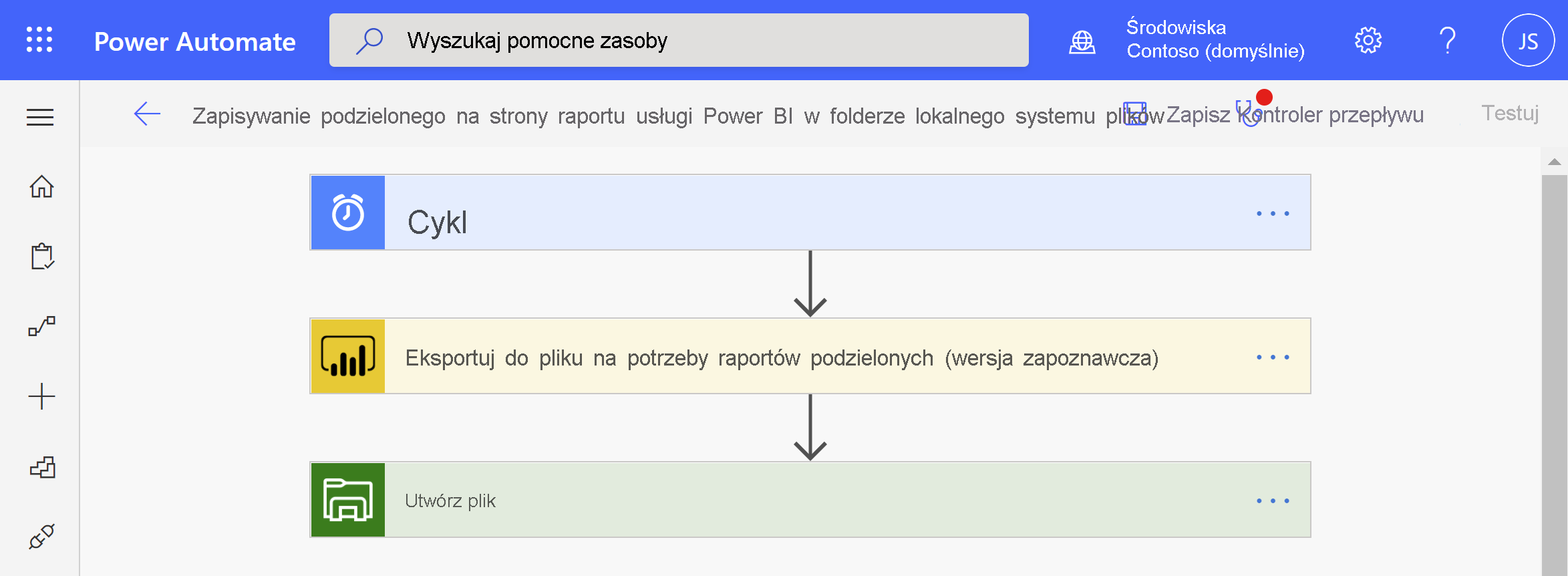 Skonfiguruj cykliczne eksporty raportu podzielonego na strony.