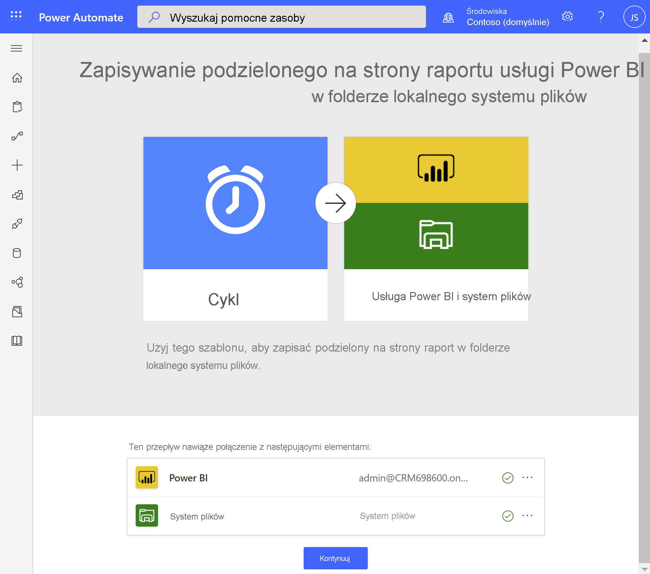 Zapisz raport podzielony na strony usługi Power BI w lokalnym systemie plików.