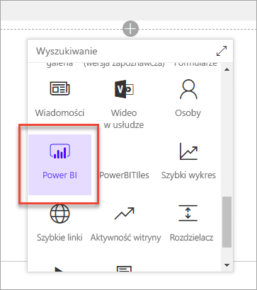 Zrzut ekranu przedstawiający sekcję Analiza danych z wybraną usługą Power BI.