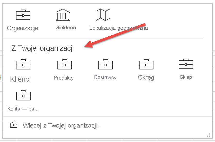 Screenshot of Excel Data Types Gallery.