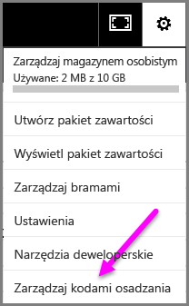 Screenshot of Manage embed codes