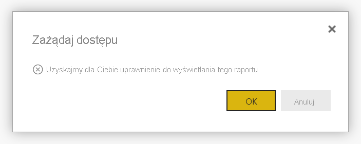 Zrzut ekranu przedstawiający komunikat Żądanie dostępu.