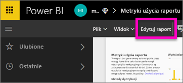 Zrzut ekranu przedstawiający wybieranie pozycji Edytuj raport.
