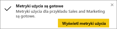 Zrzut ekranu przedstawiający gotowe metryki.