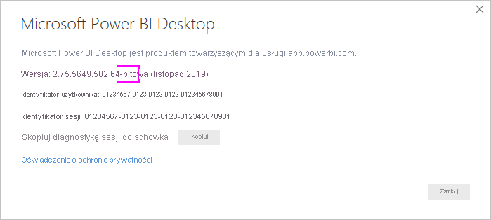 Wersja programu Power BI Desktop