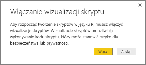 Zrzut ekranu przedstawiający okno dialogowe Włączanie wizualizacji skryptu z monitem o włączenie skryptu vsiuals.