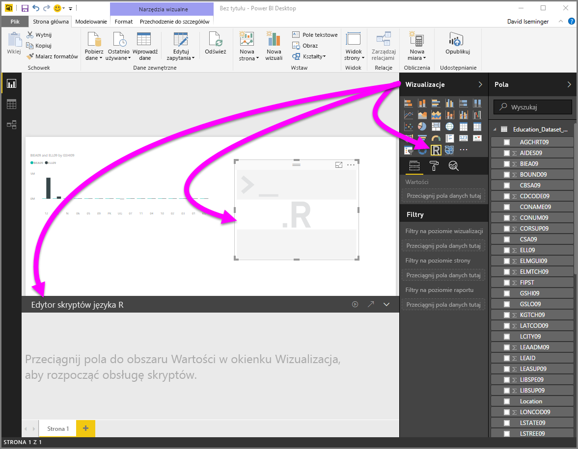 Screenshot of the Visualization pane, showing a blank R visual.