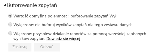 Okno dialogowe Buforowanie zapytań