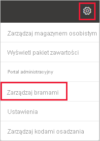 Zrzut ekranu przedstawiający wybieranie pozycji Zarządzaj połączeniami i bramami.