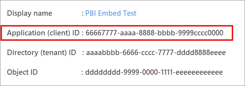 Screenshot that shows the applicationId value.