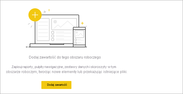 Zrzut ekranu przedstawiający pusty obszar roboczy w usługa Power BI.