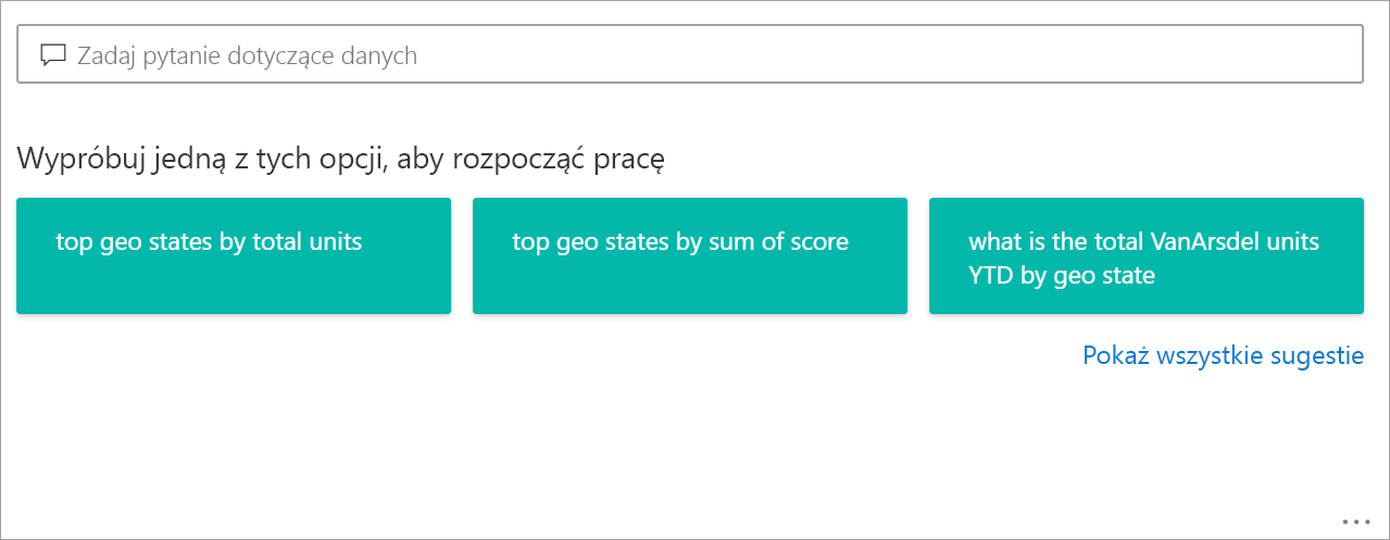 Zrzut ekranu przedstawiający pole pytania i odpowiedzi wyróżnione czerwonym polem raportu.