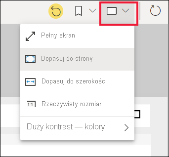 menu Widok raportu