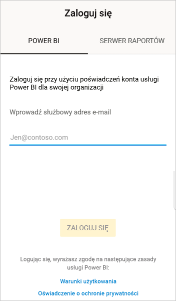 Sign in to Power BI