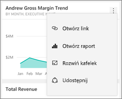 Zrzut ekranu przedstawiający kafelek przedstawiający wielokropek pionowy do otwierania linku.