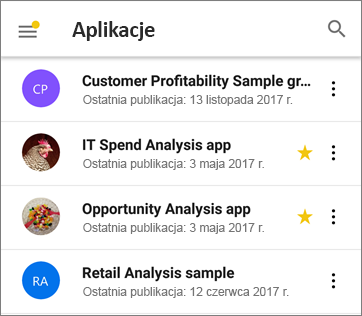 Aplikacje w aplikacji mobilnej Power BI