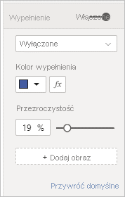 Zrzut ekranu przedstawiający sformatowane wypełnienie przycisku wyłączonego.