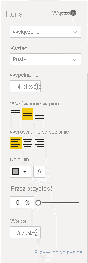 Zrzut ekranu przedstawiający sformatowaną ikonę przycisku wyłączonego.