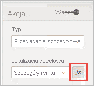 Zrzut ekranu przedstawiający okienko Akcja z wyróżnionym przyciskiem Formatowanie warunkowe.