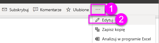 Zrzut ekranu przedstawiający miejsce znalezienia opcji edytuj raport na wstążce.