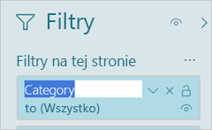 Zrzut ekranu przedstawiający okienko Filtry z wyróżnionym tytułem filtru.