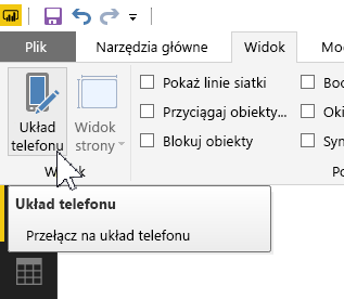 Zrzut ekranu przedstawiający przycisk Układ mobilny w menu Widok.