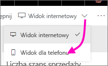 Zrzut ekranu przedstawiający menu rozwijane Edytuj z wyróżnionym układem mobilnym.