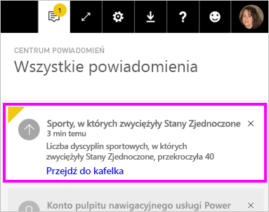 Zrzut ekranu przedstawiający wszystkie powiadomienia z wyróżnionym alertem.