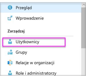 Zrzut ekranu przedstawiający kartę Użytkownicy i grupy firmy Microsoft.