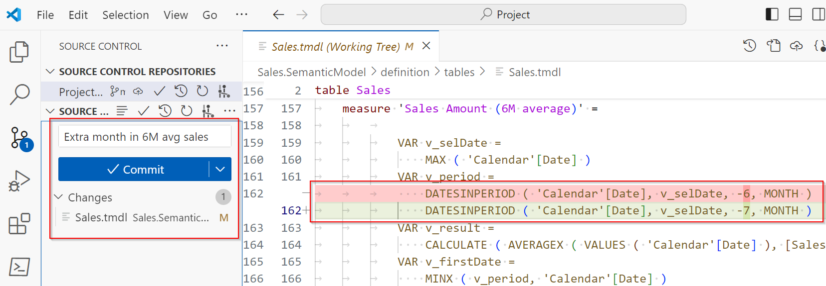 Obraz przedstawiający zmianę miary w programie VS Code.