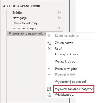 Zrzut ekranu programu Power BI Desktop przedstawiający opcję 