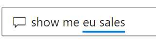 Zrzut ekranu przedstawiający frazę w polu wyszukiwania Q i A ze słowami podkreślonymi na niebiesko.